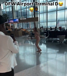 Naked Woman Goes Psycho At Airport Video (FULL VIDEO 18+)
